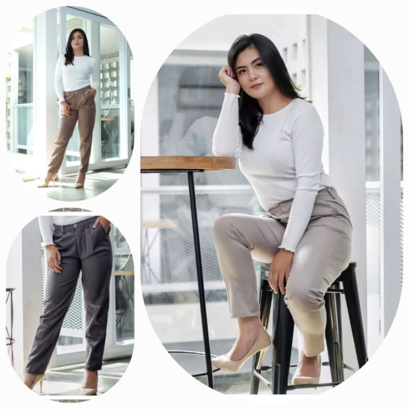 Celana Panjang Wanita Baggy Pants Premium Stretch