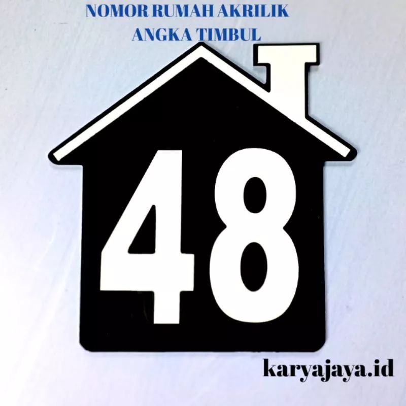 NOMOR RUMAH AKRILIK TIMBUL COSTEM 20cm x 20cm tebal 2mm