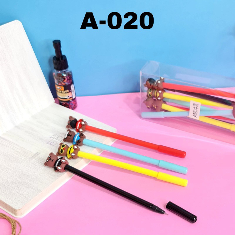 

pen gel kepala karet bear baru isi 12