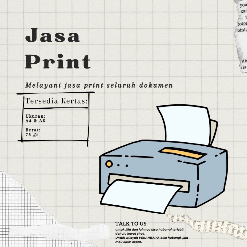 

Jasa print kertas A4 dan A5.