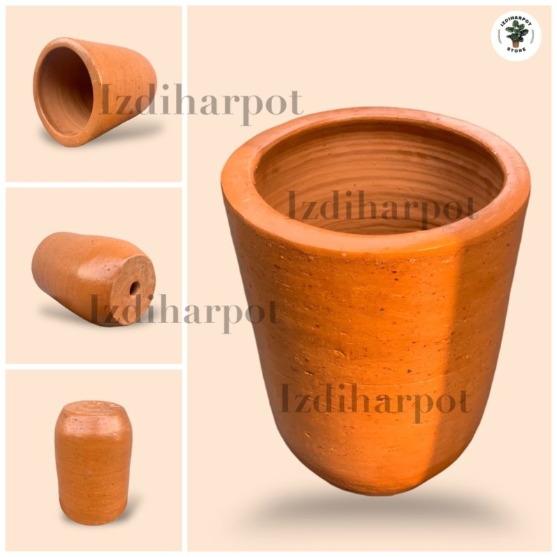 POT BUNGA TANAMAN GERABAH TANAH LIAT KAPSUL TINGGI TERRACOTTA POLOS D22 T30 - KAPSUL TERRACOTTA