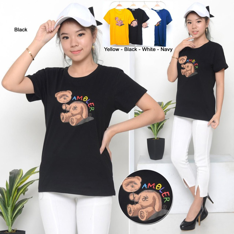 PREMIUM KAOS WANITA AMBLER 100% COTTON KUALITAS TERJAMIN