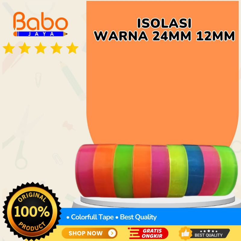 

BABO JAYA Isolasi Warna Borneo 24mm . Perekat Warna Warni .