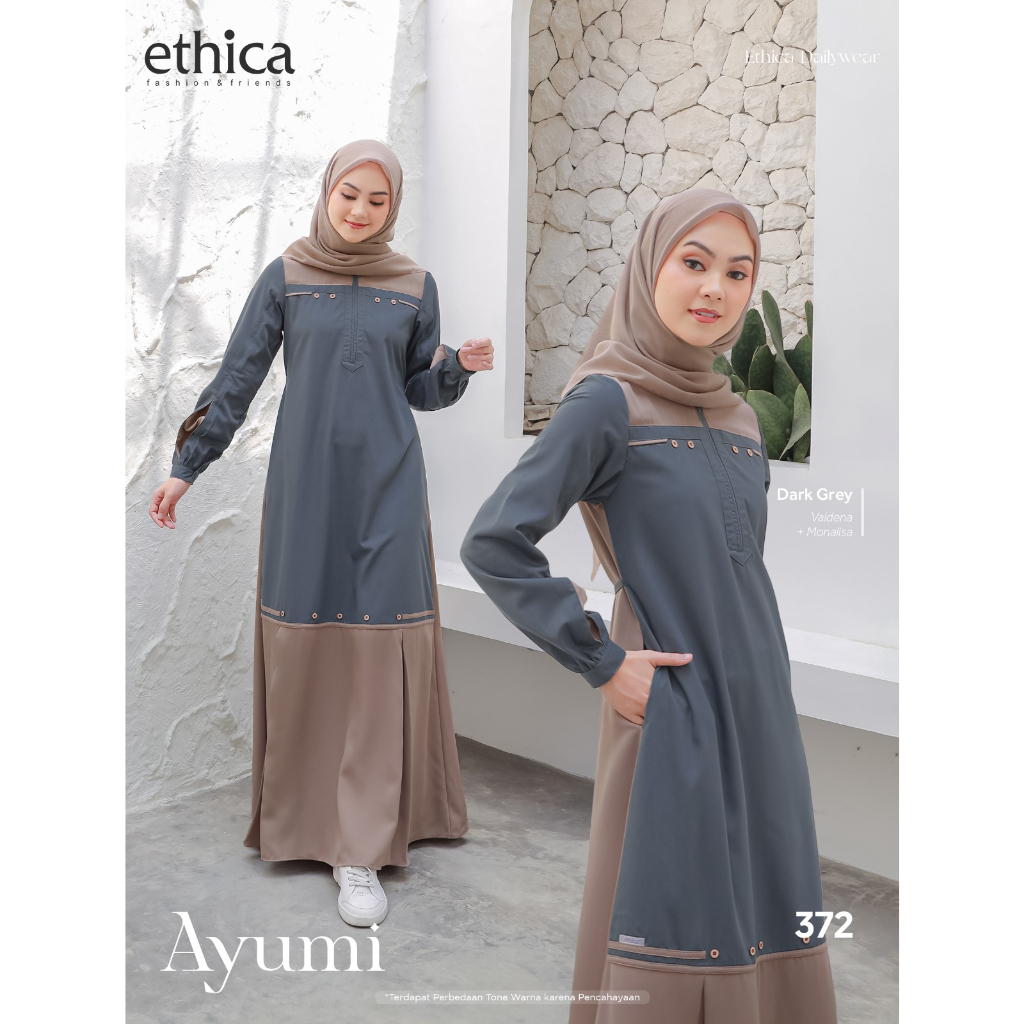 Gamis Eticha Terbaru Ayumi 372 Dark Grey