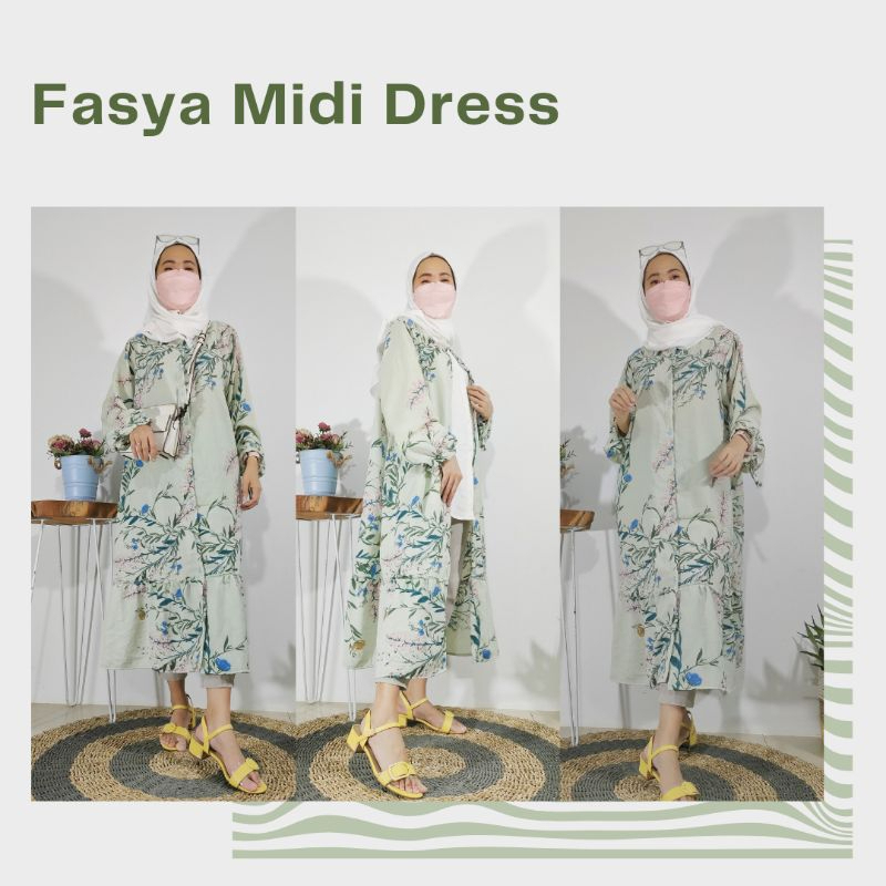 pakaian busana muslim wanita jumbo wudhu busui friendly felma dress hijau sage