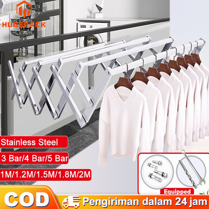 GARANSI (COD) JEMURAN DINDING LIPAT STAINLESS JEMURAN BAJU DINDING 200CM JEMURAN PAKAIAN DINDING