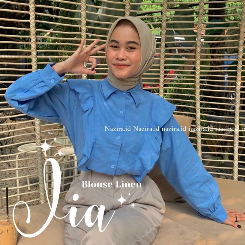 JIA BLOUSE - Blouse Wanita - Atasan Wanita Blouse - Atasan Kemeja Wanita - Kemeja Wanita - Kemeja Linen - Kemeja Wanita Lengan Panjang