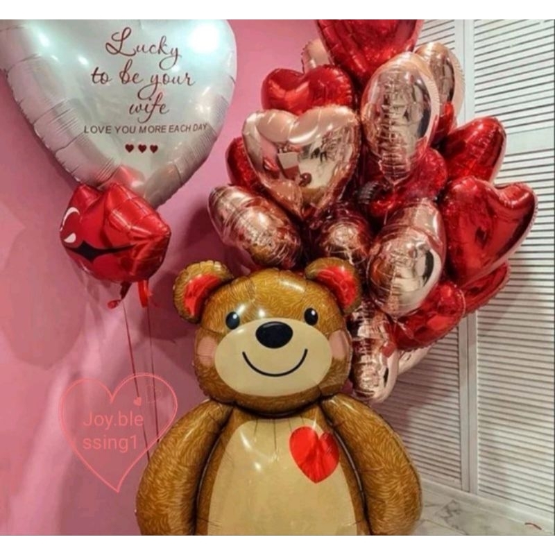 BALON FOIL BERUANG BEAR VALENTINE/ BALON LATEX RETRO/BALON LOTSO beruang lotso