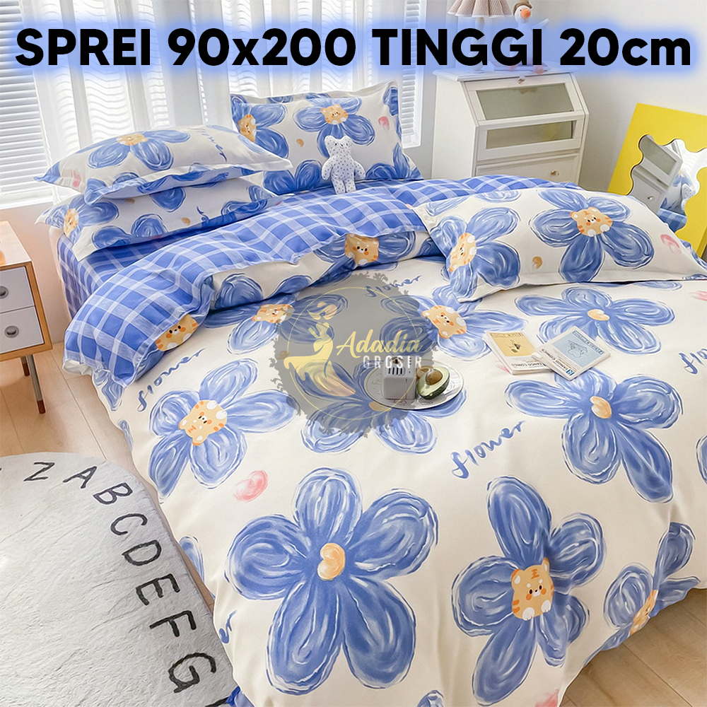 SPREI HOMEMADE AESTHETIC 90x200x20 SUDUT KARET (FREE SARUNG BANTAL GULING) / SEPREI SEPRAI SPREI AESTHETIC HOMEMADE TINGGI 20cm MOTIF TERBARU SQUARE KOTAK-KOTAK BUNGA KINTAKUN LOVELY KARAKTER ANAK