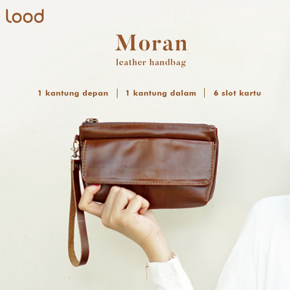CLUTCH POUCH DOMPET PANJANG WANITA KULIT ASLI  ORIGINAL 100% MORAN - GRATIS CUSTOM UKIRAN NAMA