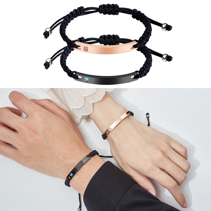 DEGANKALI - OLEVS GELANG COUPLE HITAM TITANIUM GELANG PRIA & WANITA ANTI KARAT ADJUSTABLE