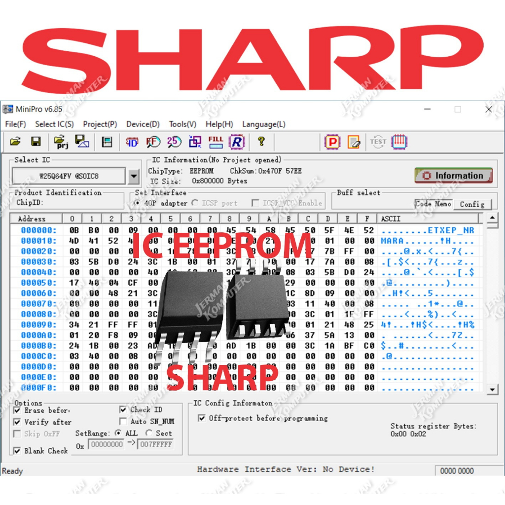 IC Eeprom plus Firmware TV Sharp Siap Pakai