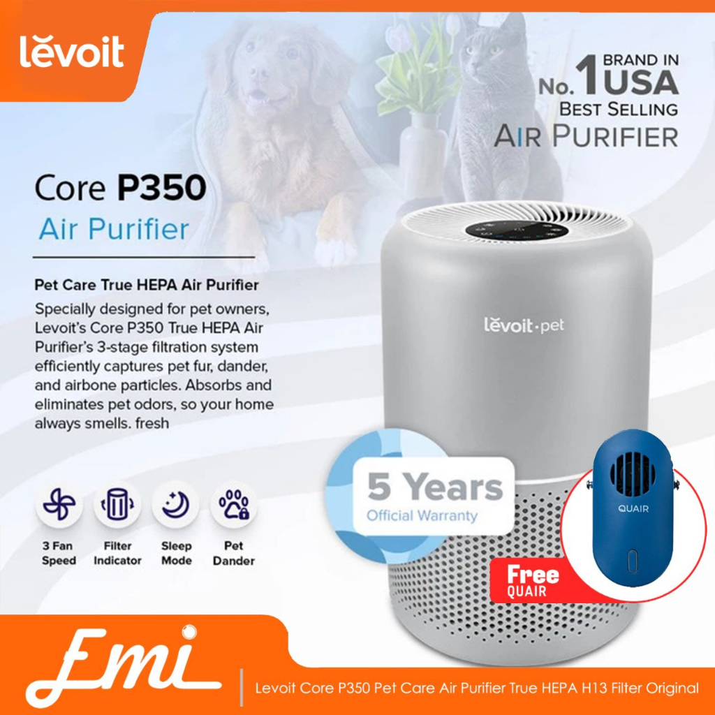 Levoit Core P350 Pet Care Air Purifier True HEPA H13 Filter Udara