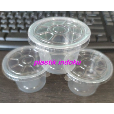 Cup Jelly Agar Puding 50pcs + Tutup Cup Plastik Puding 50ml 65ml