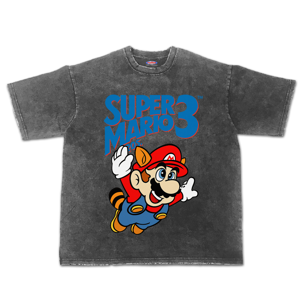 Kaos Super Mario Oversize Stone Wash T-shirt