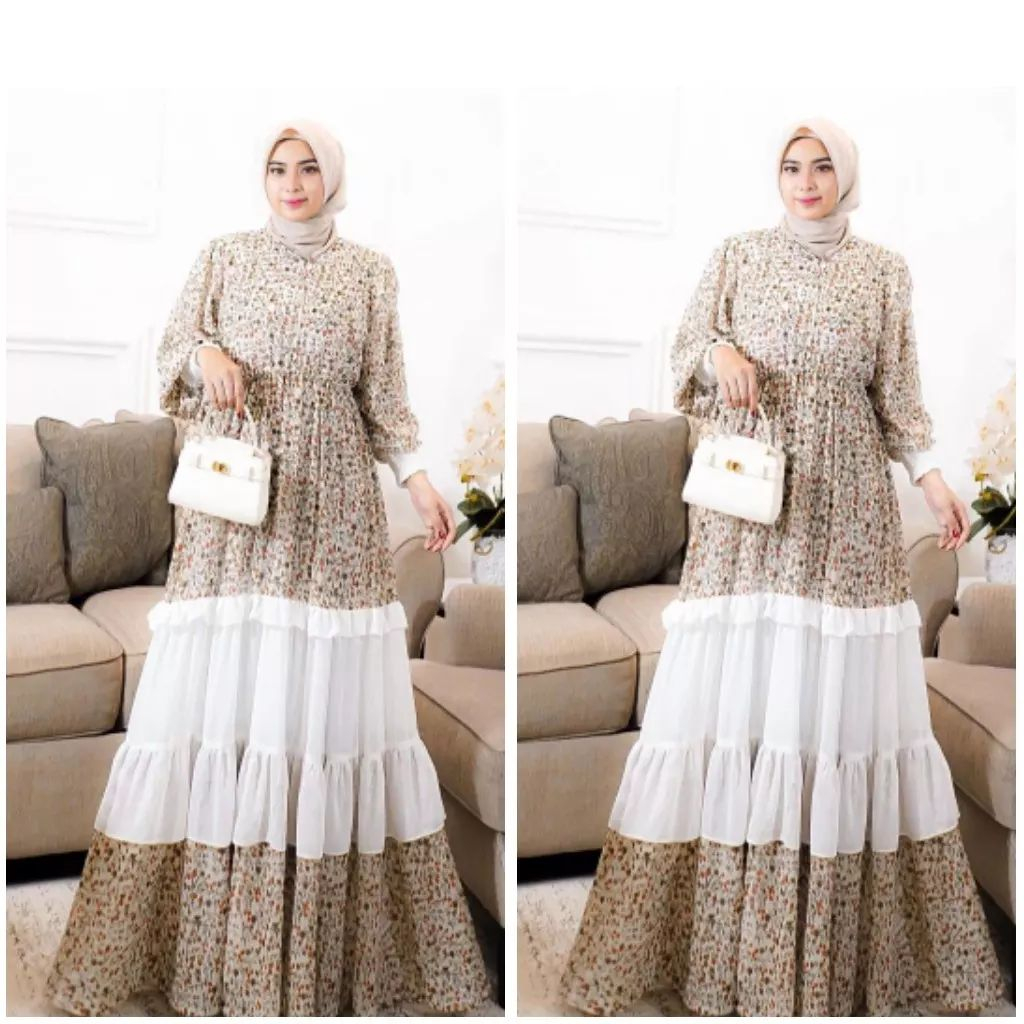 Gamis Kondangan Bahan Ceruty Babydoll Terbaru 2023 Linna Dress Busui Friendly Gaun Pesta Muslimah Baju Wanita Kekinian