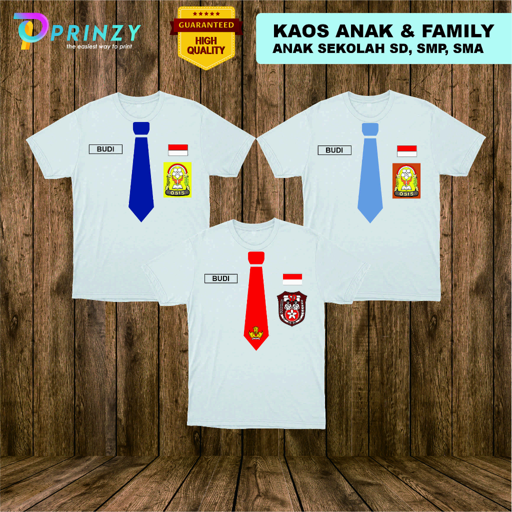 Baju / Kaos Sablon Seragam SD SMP SMA (Anak & Dewasa)