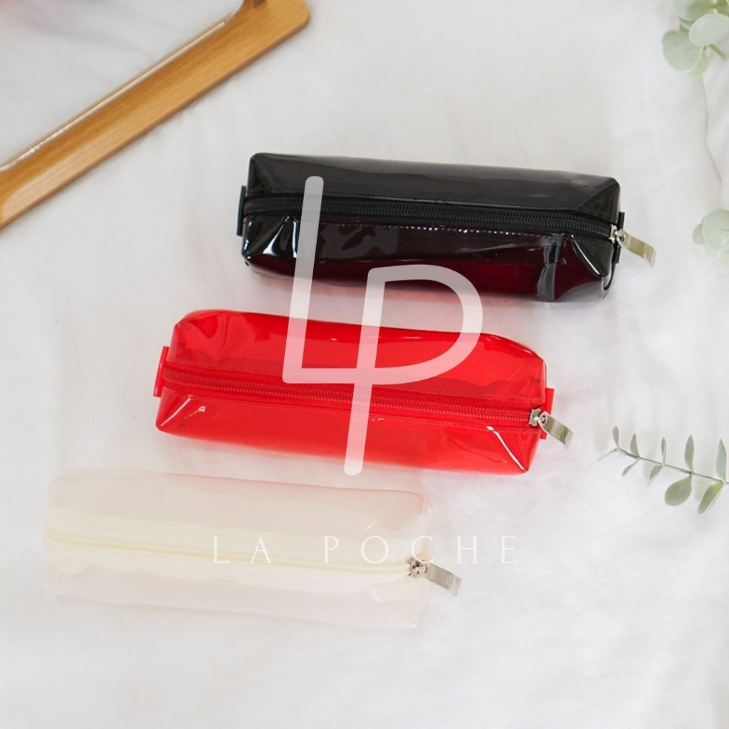 CALLA GLOSSY LONG Pouch Transparant Makeup Cosmetic Travel / Dompet Kosmetik Alat Tulis