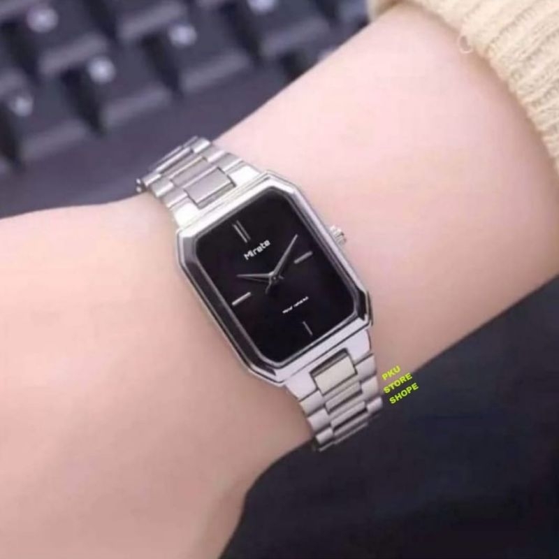 MIRETE!!! Jam Tangan Wanita Original Tahan Air Strap Rantai Stainless Steel Mewah Model Persegi Berkualitas Murah Mewah Dan simple // Jam Tangan wanita Bestseller Analog Quart Sporty Terbaru Dan Kekinian // Jam Tangan Fashion Wanita Sesuai Foto