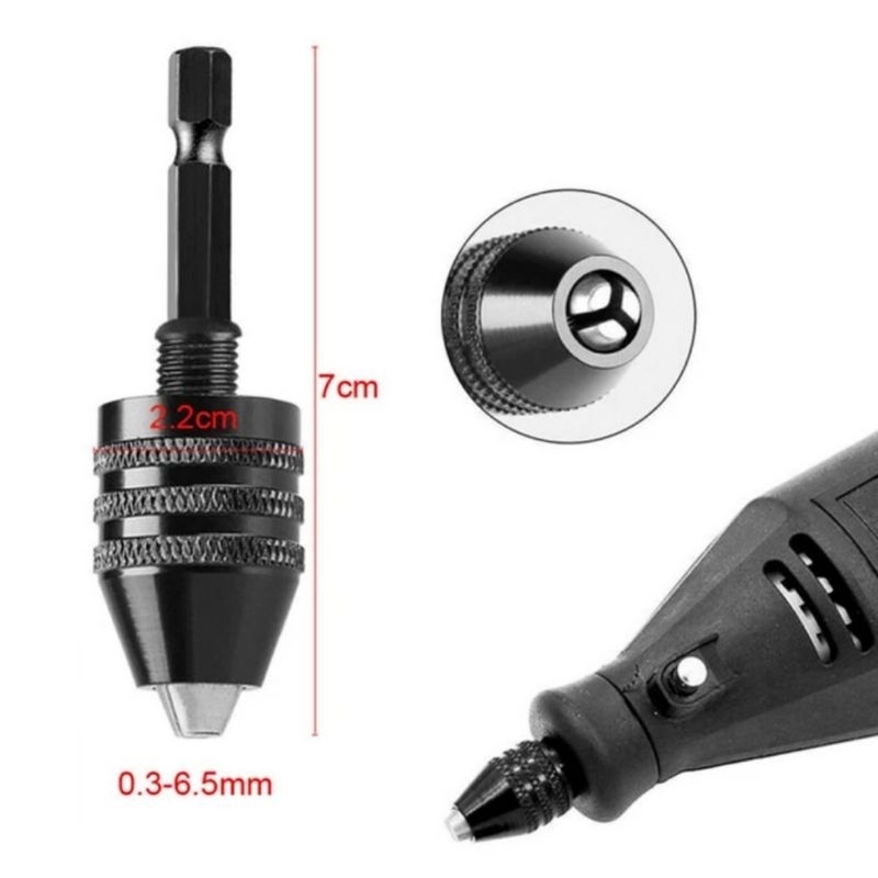 Adaptor Mata Bor 1/4" Mini Drill Chuck Keyless Kepala Bor mini