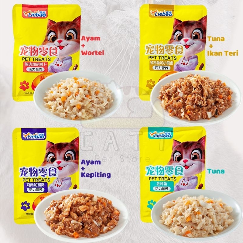 GPSS- Liebao Pouch 80gr Makanan Kucing Basah Bergizi Kitten Adult Wet Food Cat Dry Food Cat Snack Kucing Creamy Cat Food Bao Bao Pouch 80gr Snack Kucing Basah