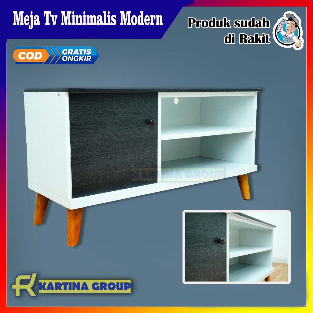 Meja tv minimalis 43 inch led Aesthetic kekinian modern warna Blackwhite