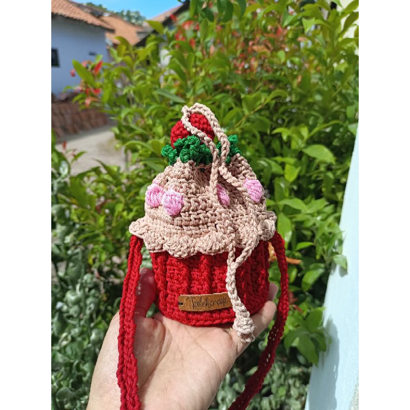 tas rajut cupcake, tas rajut anak