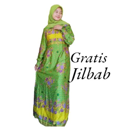 GAMIS MUSLIMAT NU GAMIS MUSLIMAT SEMI SUTRA HIJAU MUDA