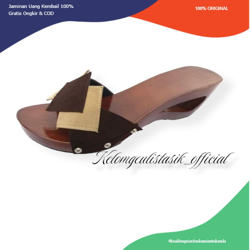 sandal kelom coklat upper kubus