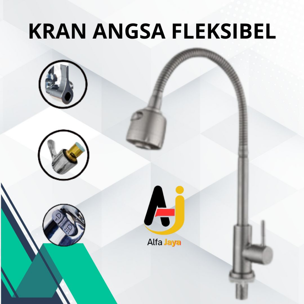 COD Kran Angsa Wastafel Dapur Flexible Stainless stell Drat Bawah 1/2