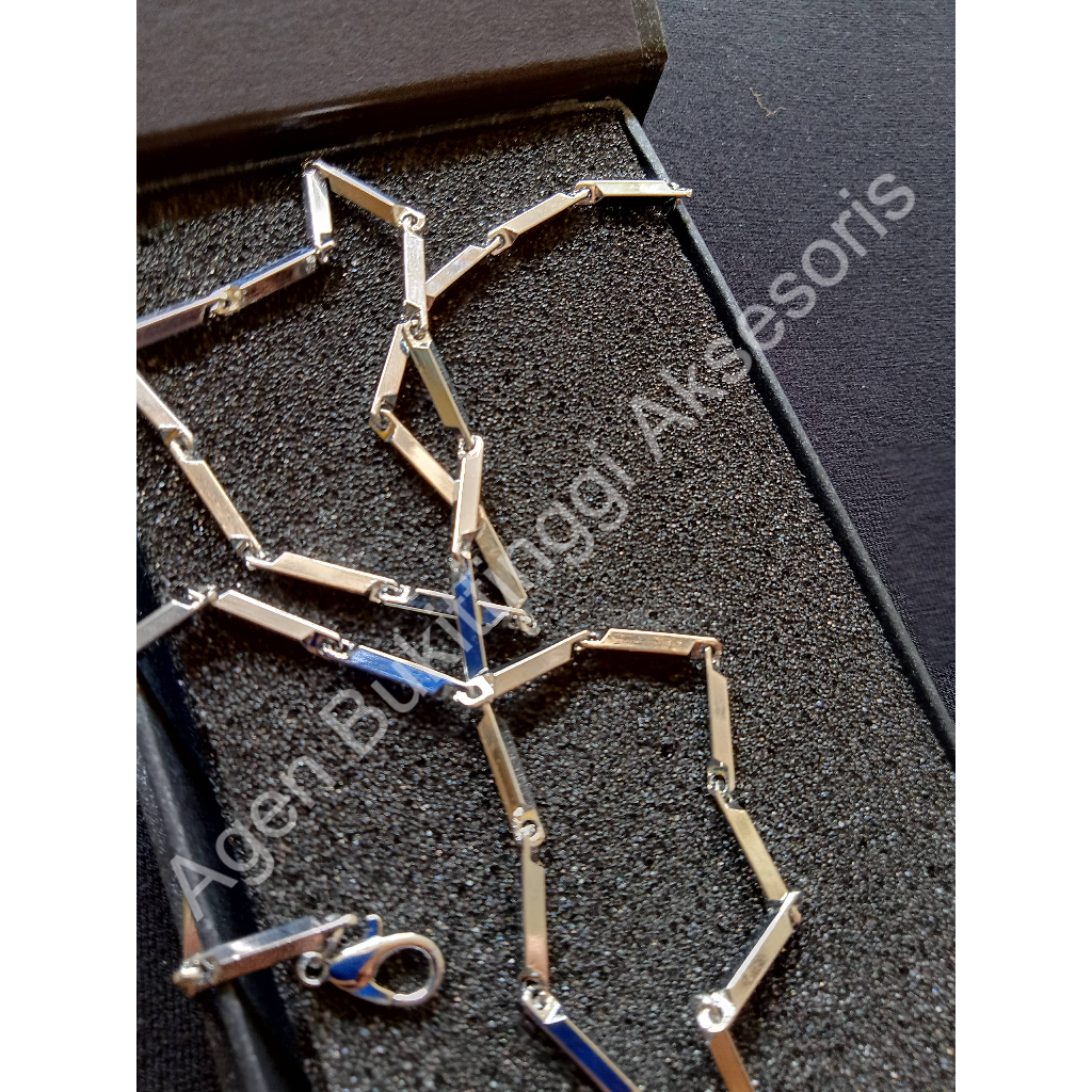 Rantai Kalung Bulat Rantai Besi Putih Titanium Asli Wanita Pria Rantai Besar Anti Karat Stainless St