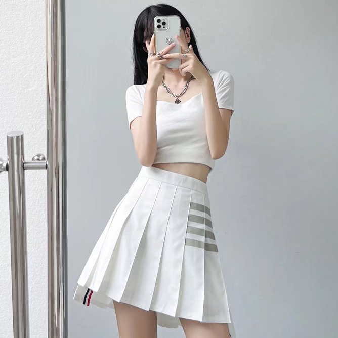 Stripe Tennis Skort / Bawahan Wanita Rok Celana Wanita Pendek Kpop Fashion Style Korea Import Garis 