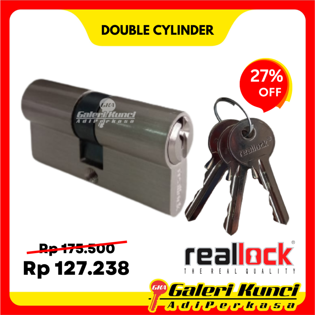 Double Cylinder REALLOCK CYL RLK DC 65 MM SN Silinder Kunci Pintu