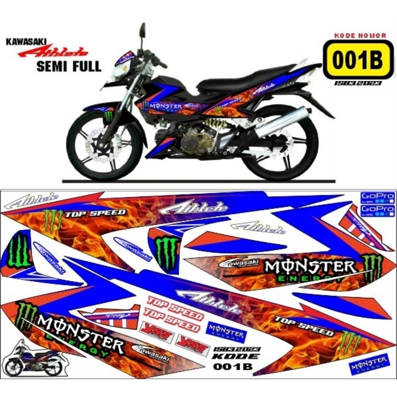 (Bisa COD) Decal Kawasaki Athlete striping motor Athlete variasi semi ful stiker Athlete custom