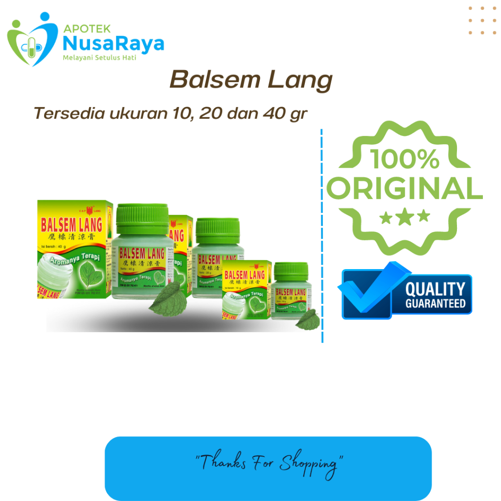 Balsem Lang Hijau Kecil 10 G / Balsem Lang 20 G /Balsem Lang 40G / Pereda Rasa Sakit Aroma Terapi / 