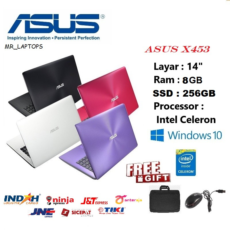 LAPTOP ASUS X453/ DUAL CORE/ RAM 8GB/SSD 256GB // WINDOWS 10 // 14" INCH (FREE MOUSE)
