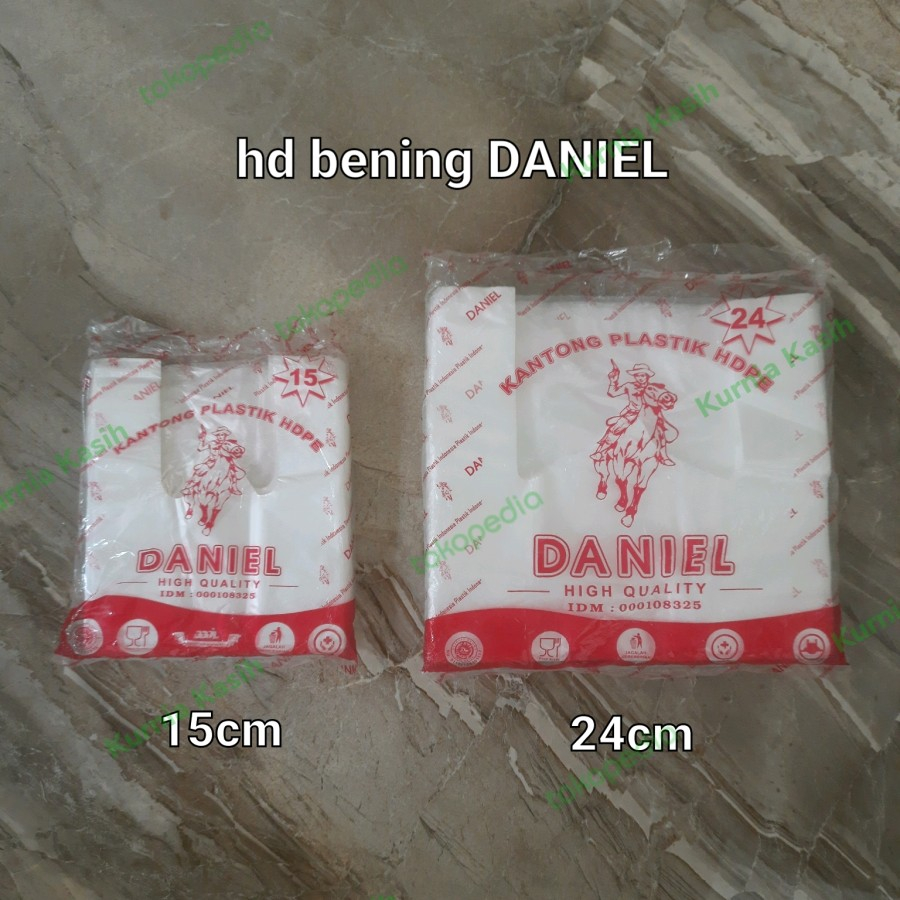 hd kantong kresek bening putih transparan DANIEL 300gr uk.15 24 cm