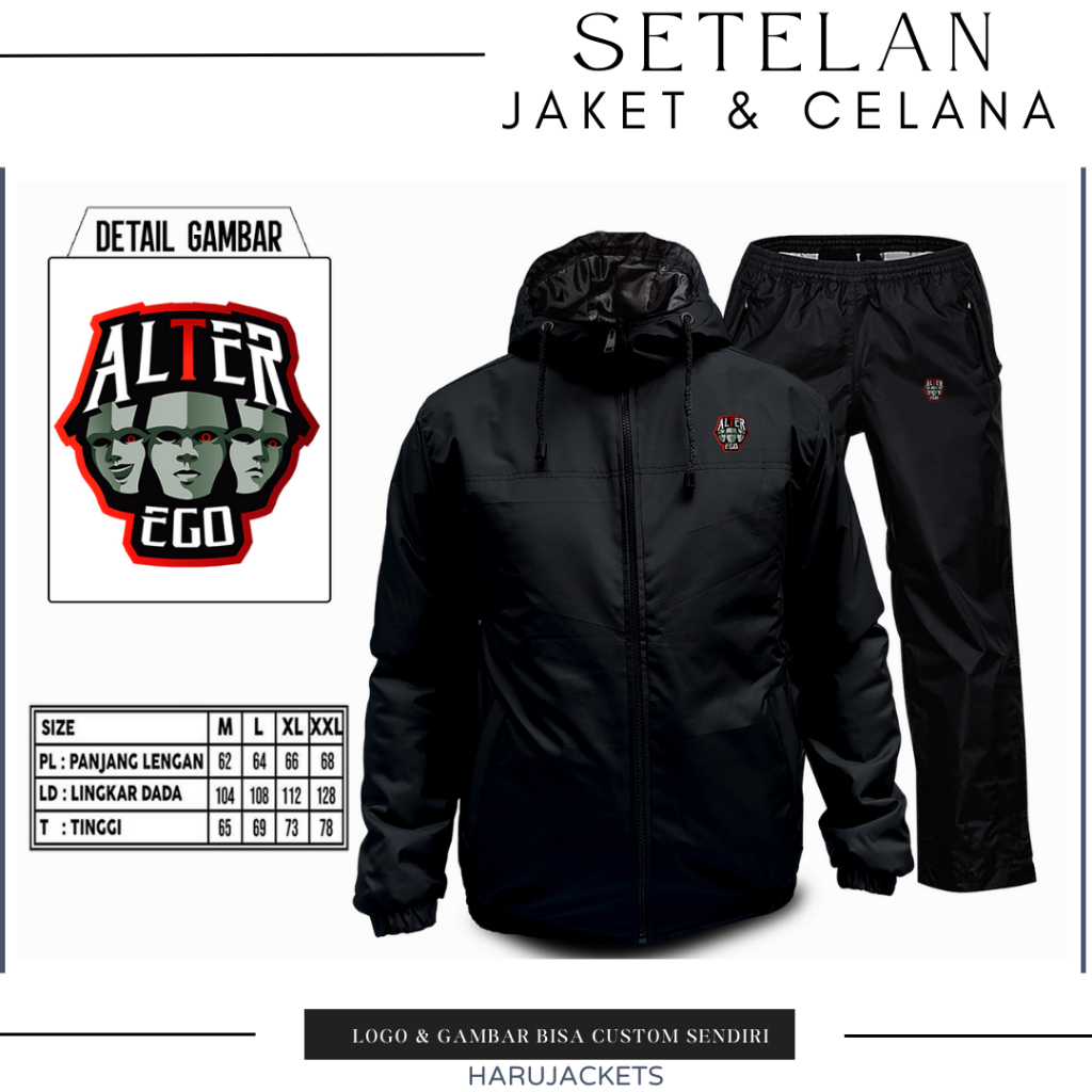 Setelan Jaket Celana Pria Dewasa / Set Jaket Celana Parasut Wf Hoodie