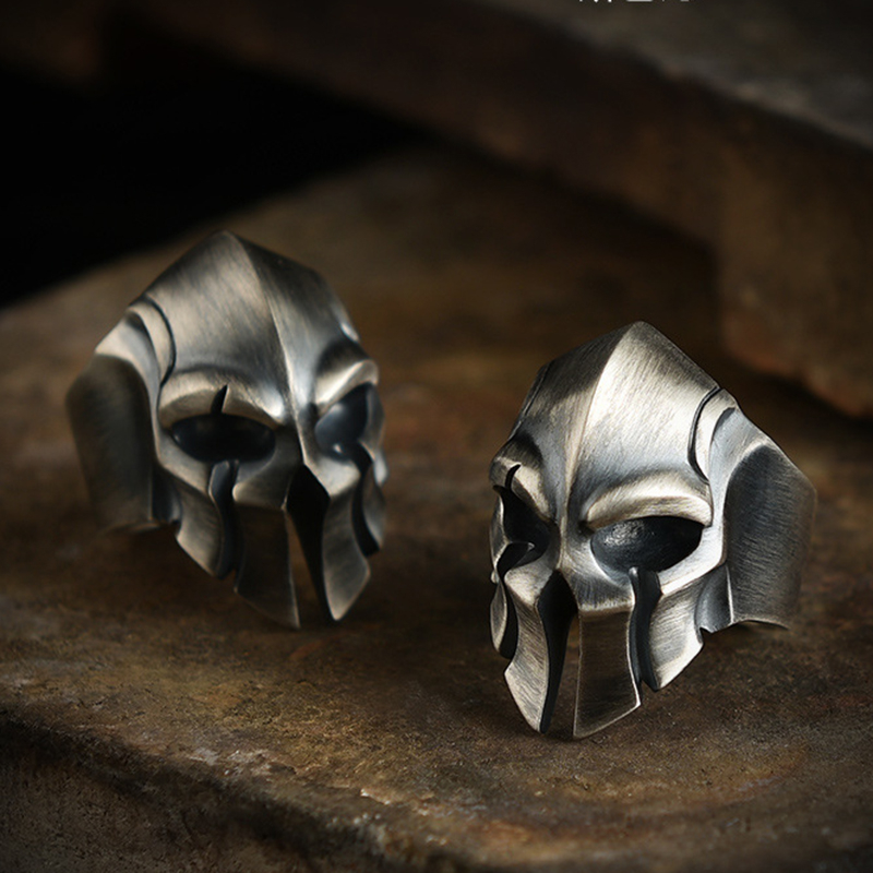 Cincin Spartan Pria / Cincin Pria Spartan / Cincin Topeng Tengkorak Pria - Cincin Cowok Topeng Helm 