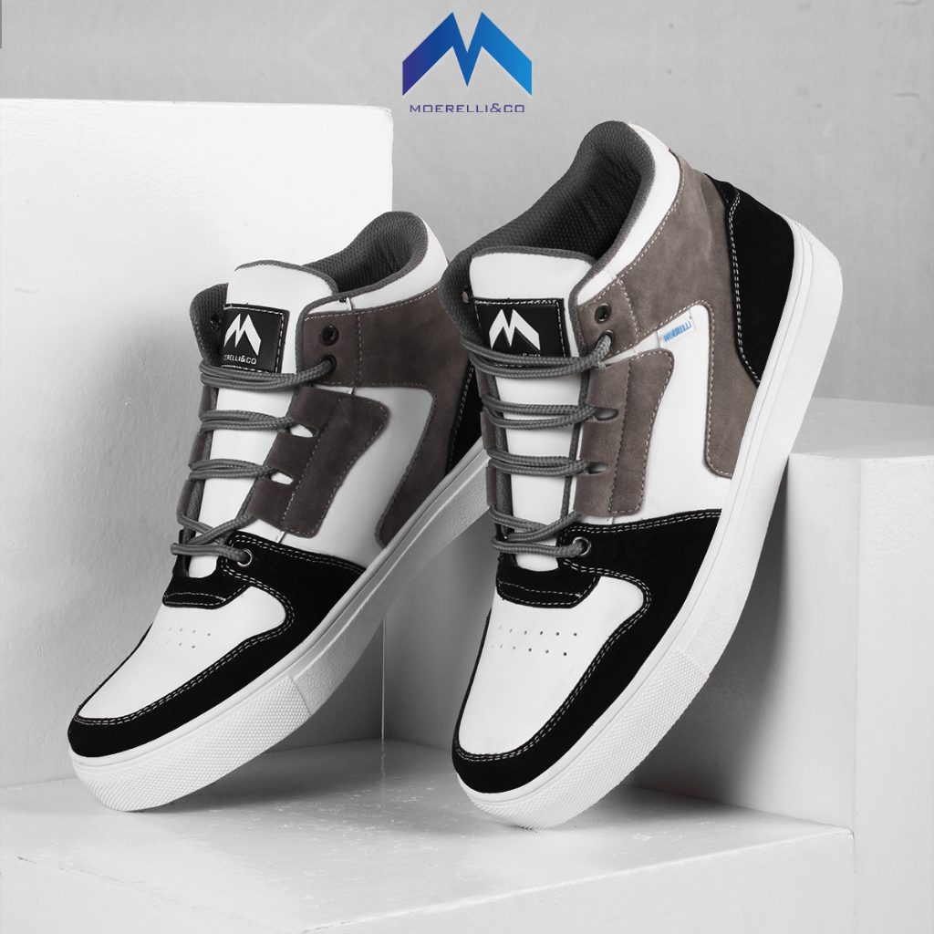 MOERELLI &CO | CUCI GUDANG Sepatu Sneakers Pria Hitam Putih Abu Sepatu Versi Jordan Boot Outdoor