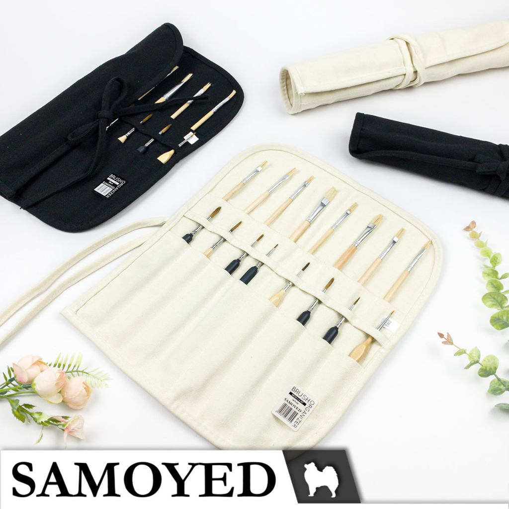 

SAMOYED BROR-L16 Tempat / Tas Kuas Lukis / Alat Tulis / Perkakas Kain Kanvas Gulung Profesional / Professional Painting / Artist Brush / Stationery / Tools Canvas Roll Up Case / Pouch / Bag / Storage / Organizer / Holder