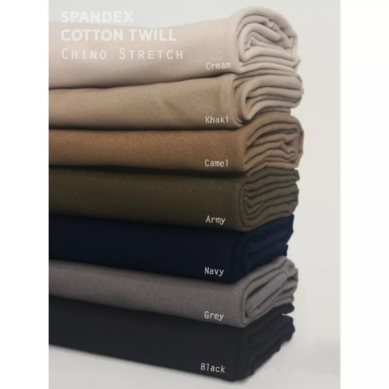 Kain cino chinos chino stretch cotton katun twill spandex