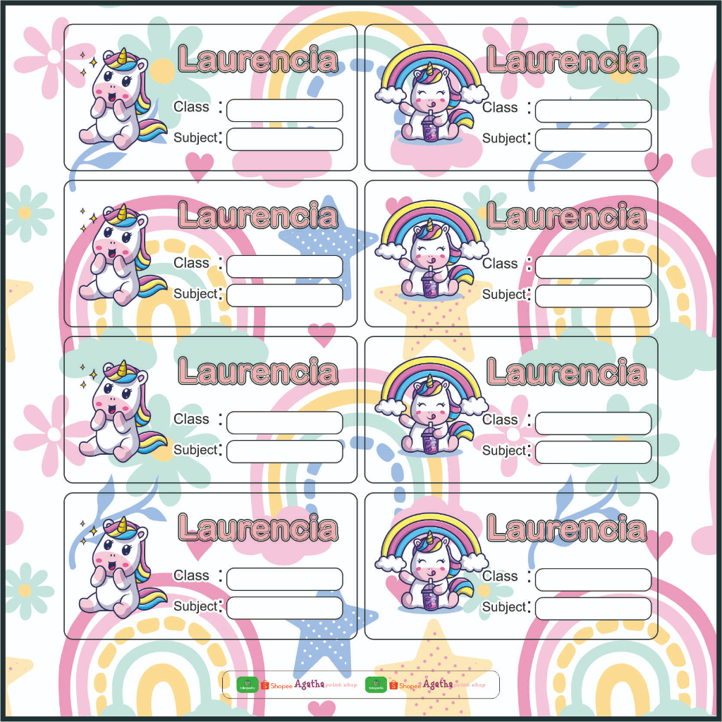

Sticker label nama anak unicorn