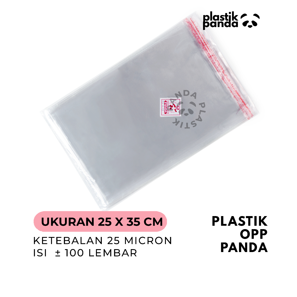 Plastik OPP Panda 25x35 Tebal 25 Micron per Sisi Plastik Kemasan Baju Blouse Kaos Dewasa Plastik Bab