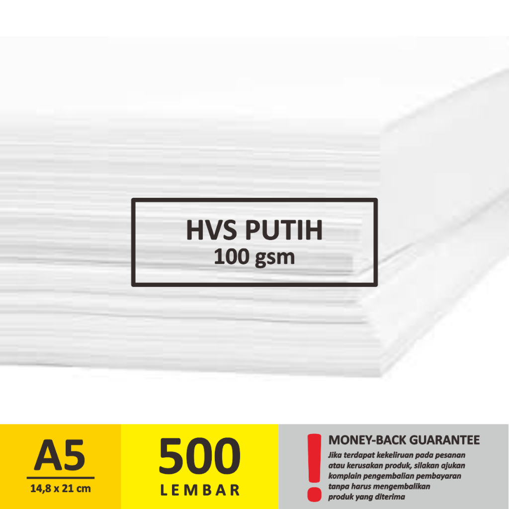 

KERTAS A5 HVS Putih 100 gsm 500 Lembar