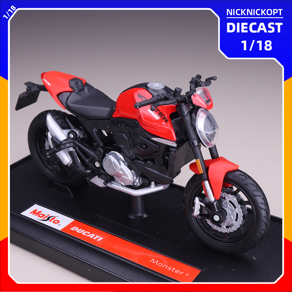 Miniatur Motor Maisto 2021 Ducati Monster Skala 1:18 Diecast Mainan Koleksi