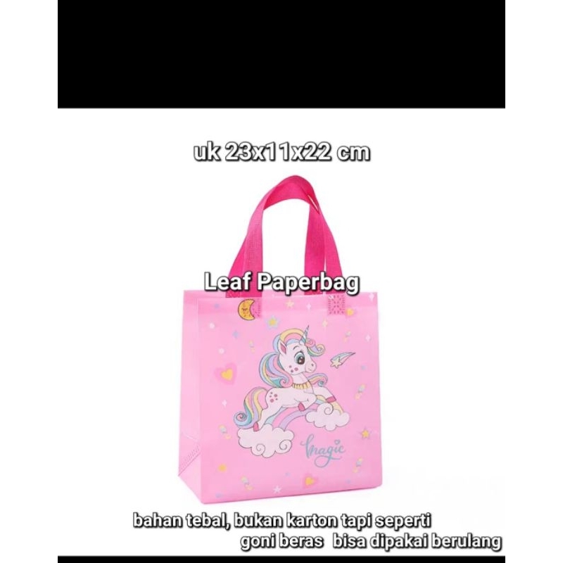 paper bag goodie bag unicorn tas spunbond ulang tahun anak perempuan pink bingkisan snack ulang tahu
