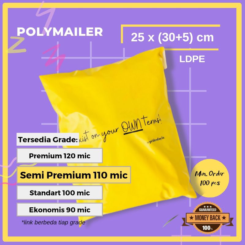 

Polymailer 25 x 30 Semi Premium 110 mic Plastik Custom Sablon