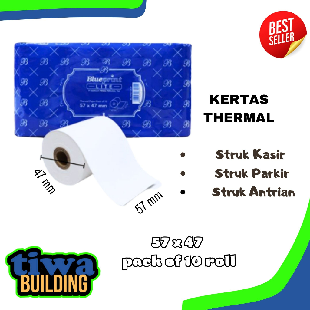 

KERTAS THERMAL/KASIR/STRUK TERMURAH BLUEPRINT LITE 57 X 47 MM- 1 PACK