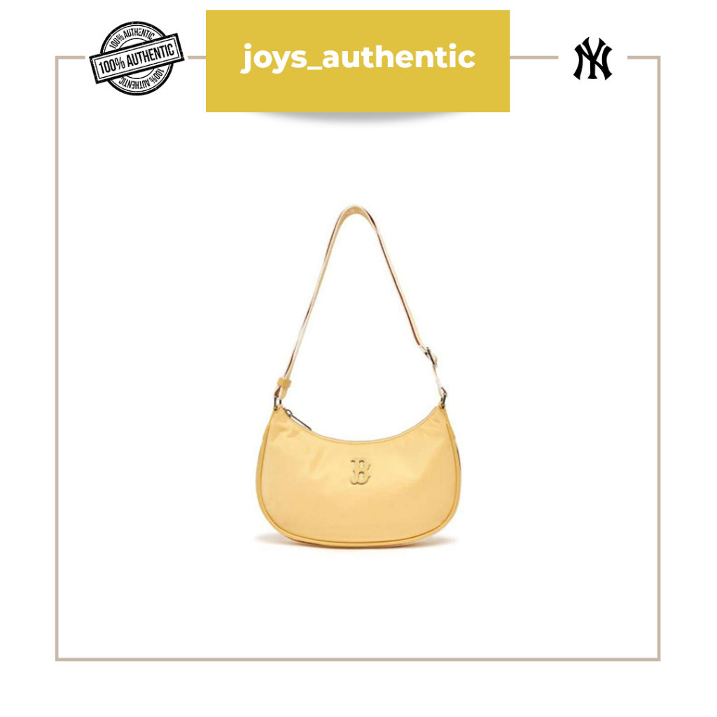 Tas wanita MLB basic Hobo bag boston Kuning Yellow Logo B woman bag authentic original